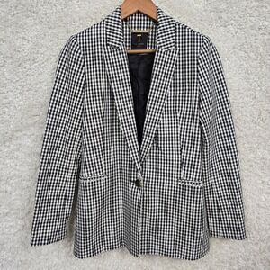 Ted Baker Gingham Check Blazer Jacket Black White Button Front‎ Women's Size 1